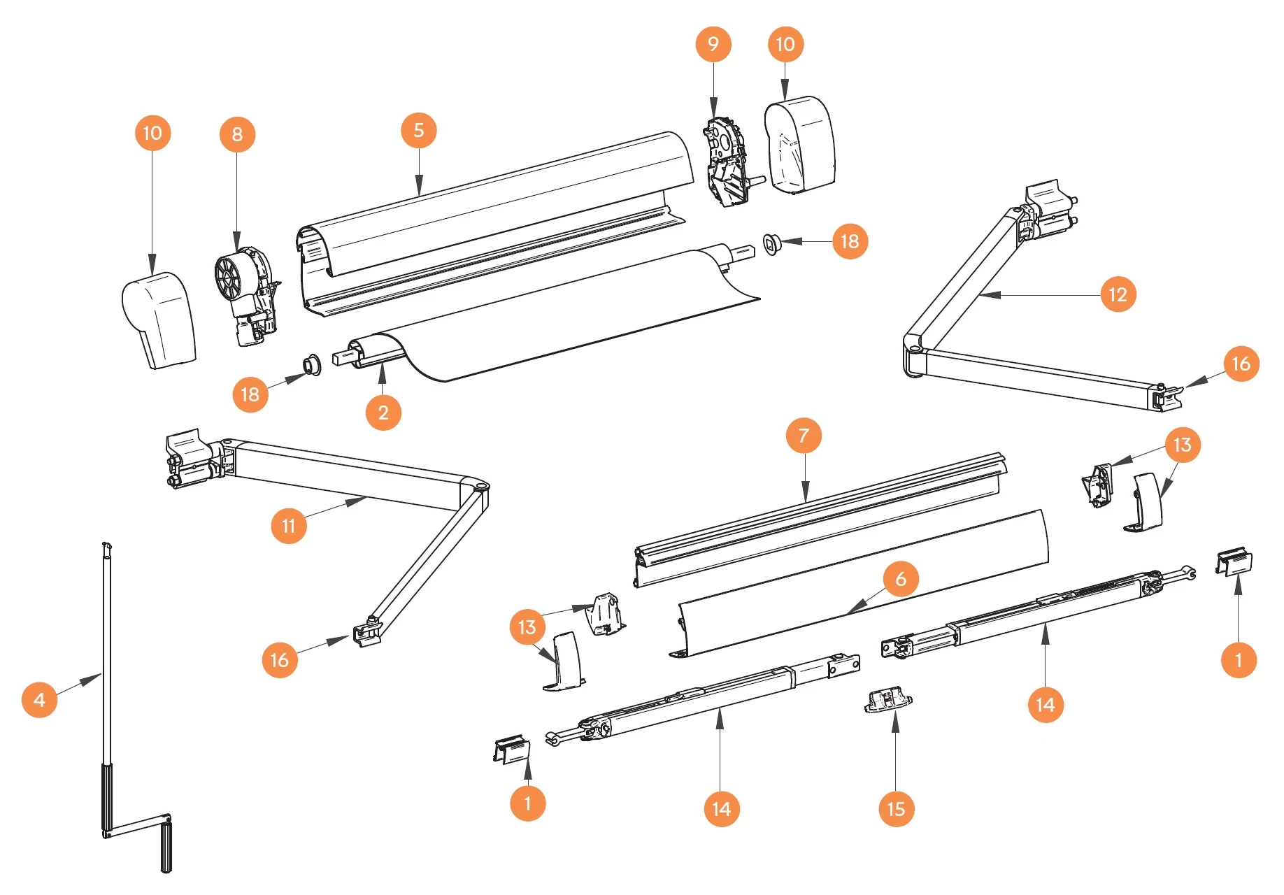 THULE Markise Omnistor 5102 alkatrészek