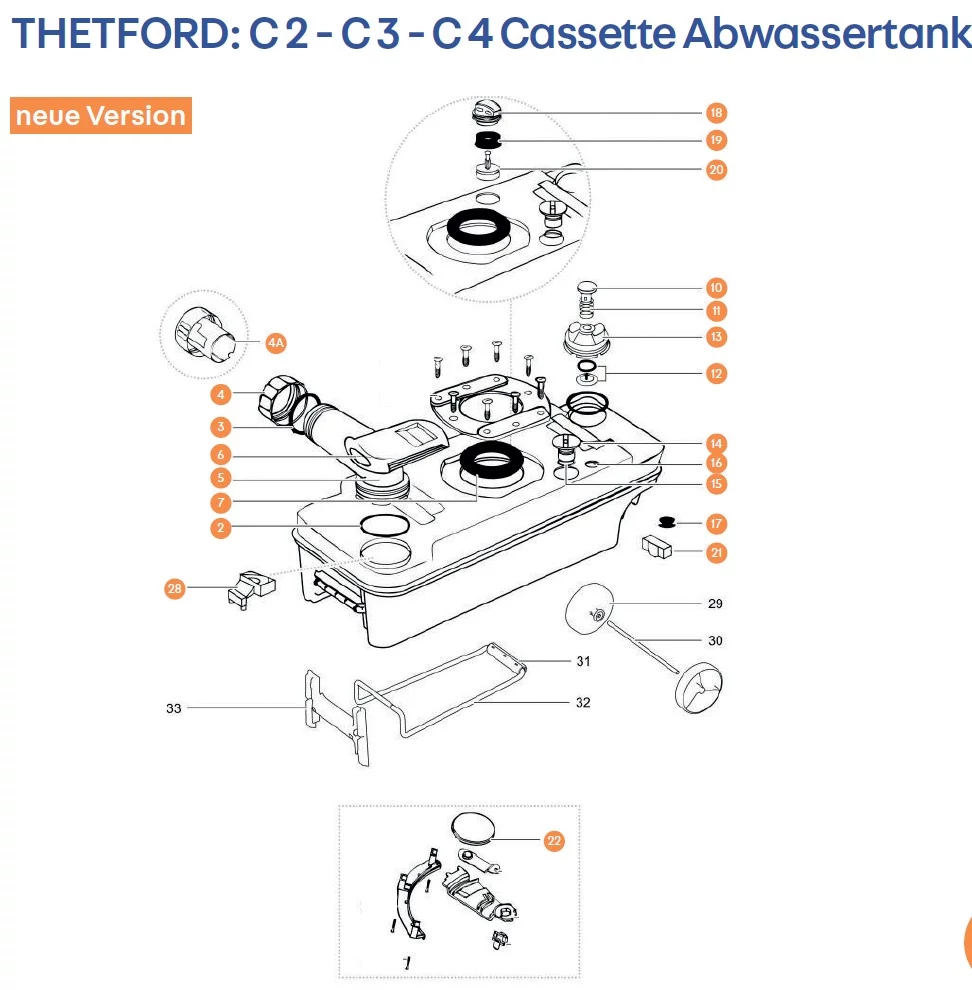 THETFORD C2-C3-C4 kazetta mobil változat alkatrészek