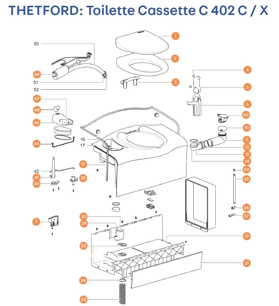 THETFORD C402 C / X kazettás toalett alkatrészek