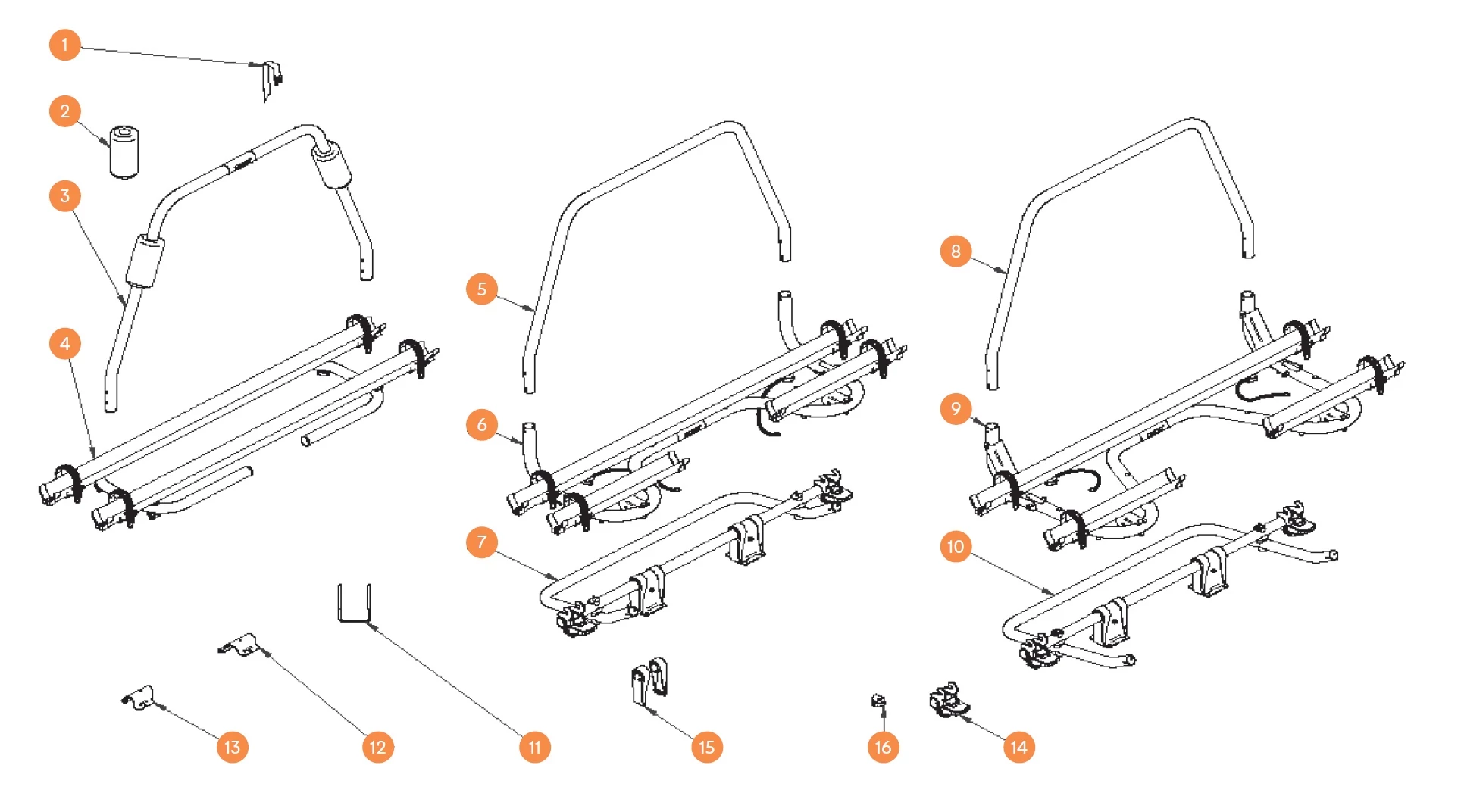 Thule Caravan-Light / Smart / Superb kerékpártartó alkatrészek